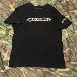 Alpinestars black cotton logo tee sleeve hit y2k extreme sports XL/23